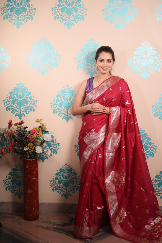 Pure Banarasi Silk Saree with Gold Zari Weaving