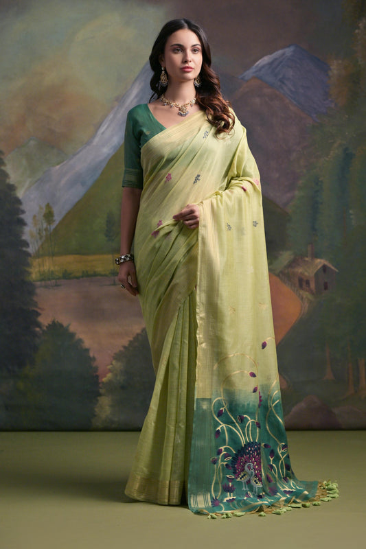 Premium Muga Silk Saree with Resham & Zari Embellishment