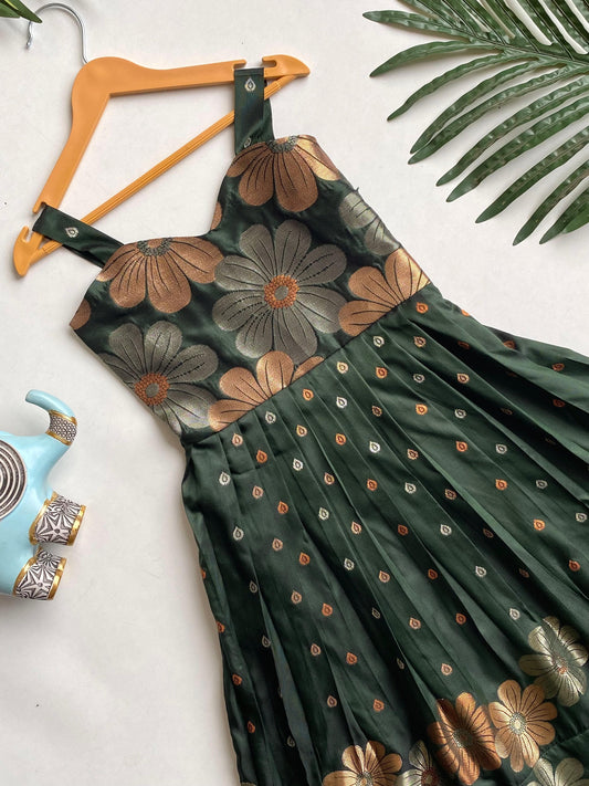 Girls' Floral Weave Dress | Soft Silk Dress for Girls 1 Month to 16 Years | Customizable Sizes