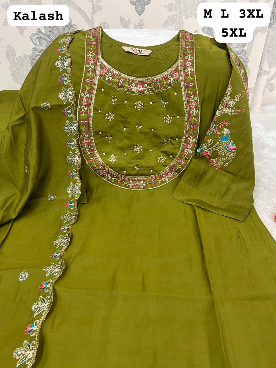 Premium Viscose Silk Embroidered Kurta Pant Dupatta Set