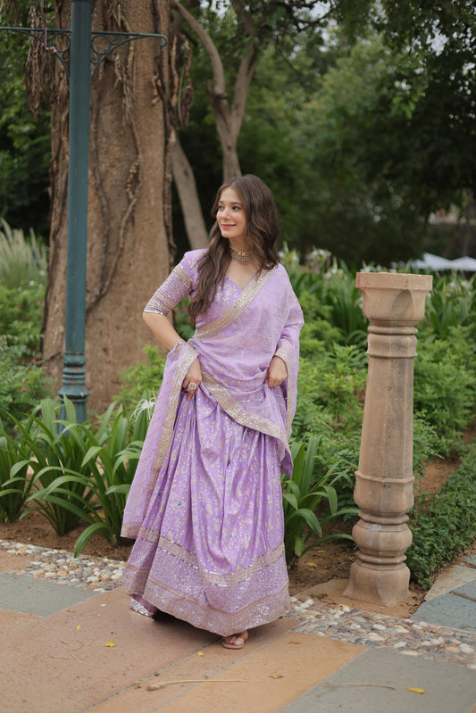 Embroidered Jacquard Lehenga Choli with Russian Silk Dupatta | Premium Festive Ensemble 2025