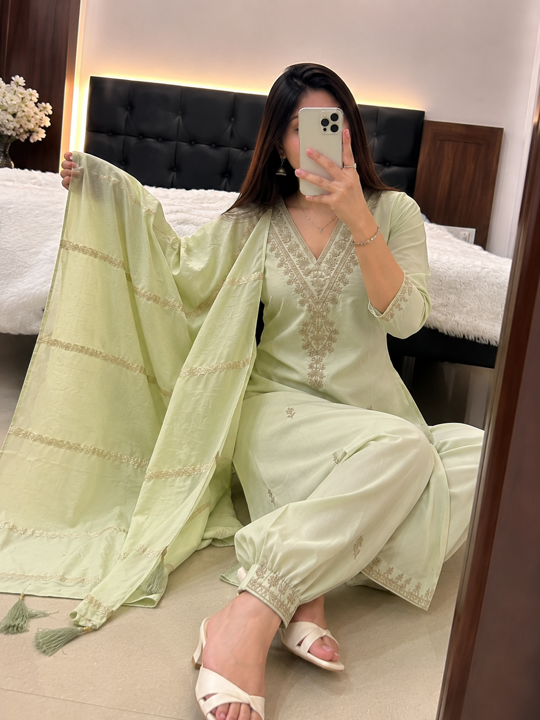 Laltika Anaya Roman Silk Kurta Set with Sequence Work | Festive Wear